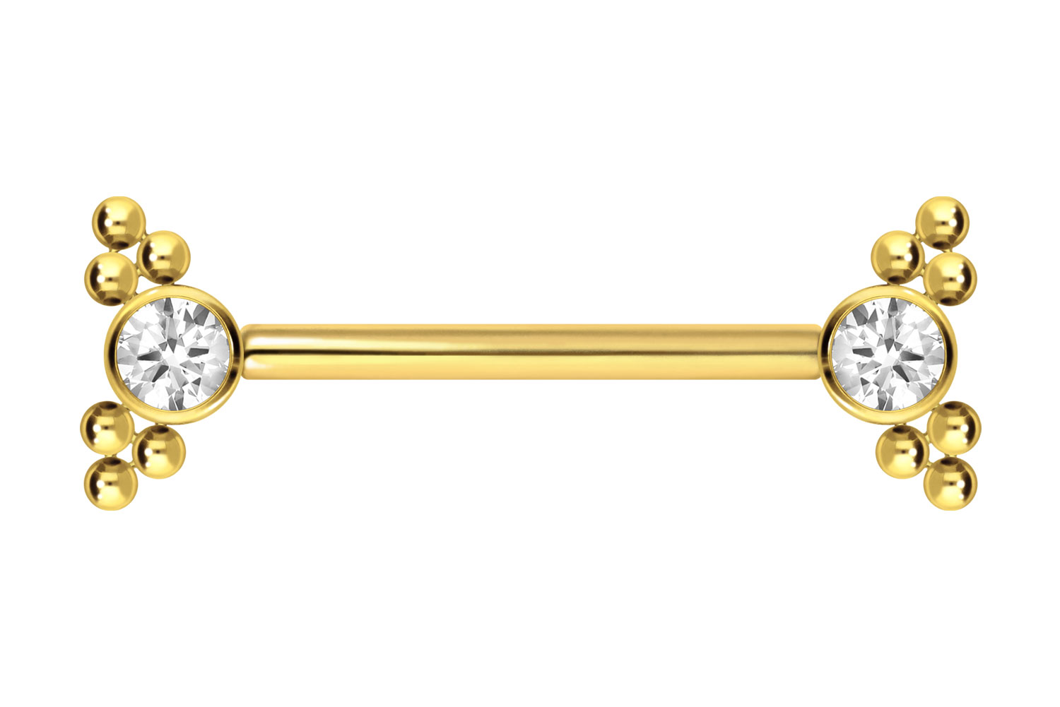 Titan Barbell Piercing mit Push Fit KRISTALL + 2 KUGELDREIECKE